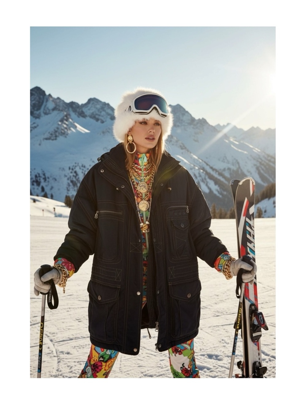 Vintage: Bogner  Star Embroider Anorak Ski Snow Utility Jacket  XL 12 14 16 